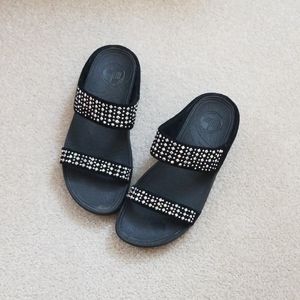 HP🎀 FitFlop flare strobe rhinestone slide sandals
